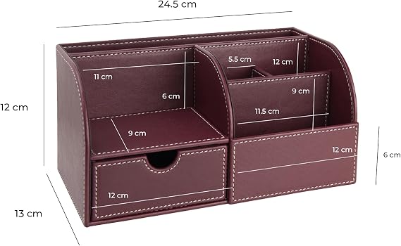 Masaüstü Düzenleyici,Kalemlik,Kumandalık,Küpbloknotluk,Tabletlik,Kitaplık,6 Gözlü,Çekmeceli,Desktop Organizer,Vegan,24,5 * 13 * 12