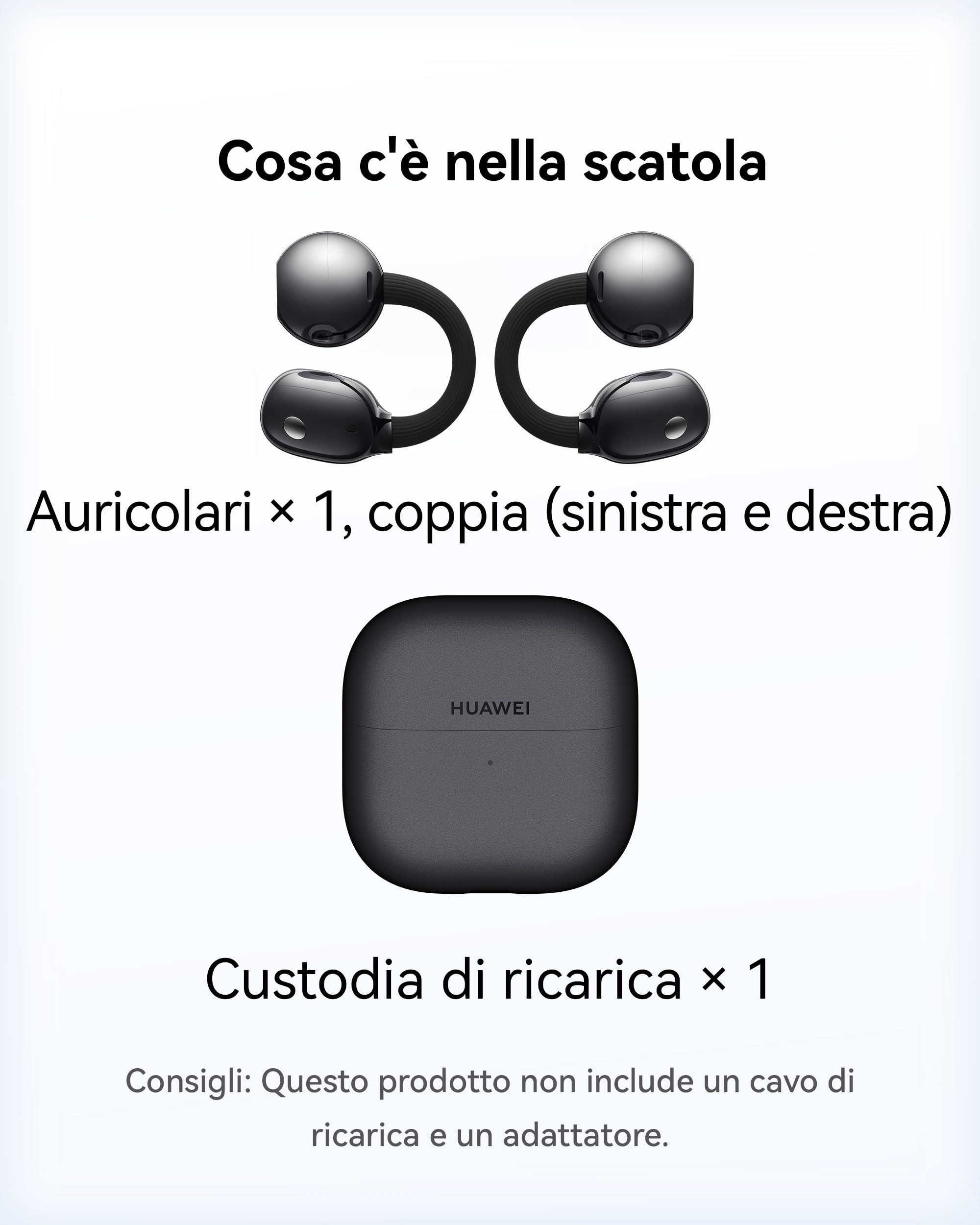 HUAWEI FreeClip 2 Nero, Cuffie Bluetooth Wireless, Design ultra-Leggero, per il massimo del comfort, Ascolto adattivo open-ear, Chiamate Cristalline, Fino a 38 ore, iOS e Android, Garanzia di 30 Mesi