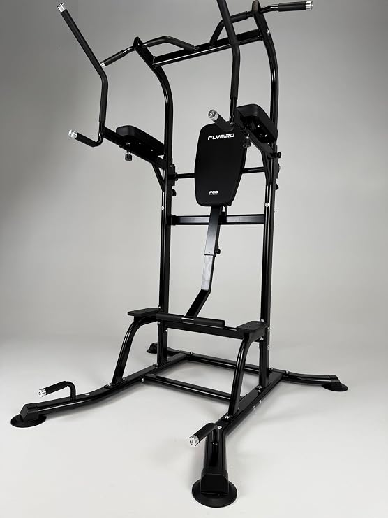 FLYBIRD 800LBS Heavy Duty Power Tower Dip Station, Adjustable Height Pull Up Stand with Crunch Leg Raise, Multifunction Strength Training Equipment for Home Gym Back Workout
