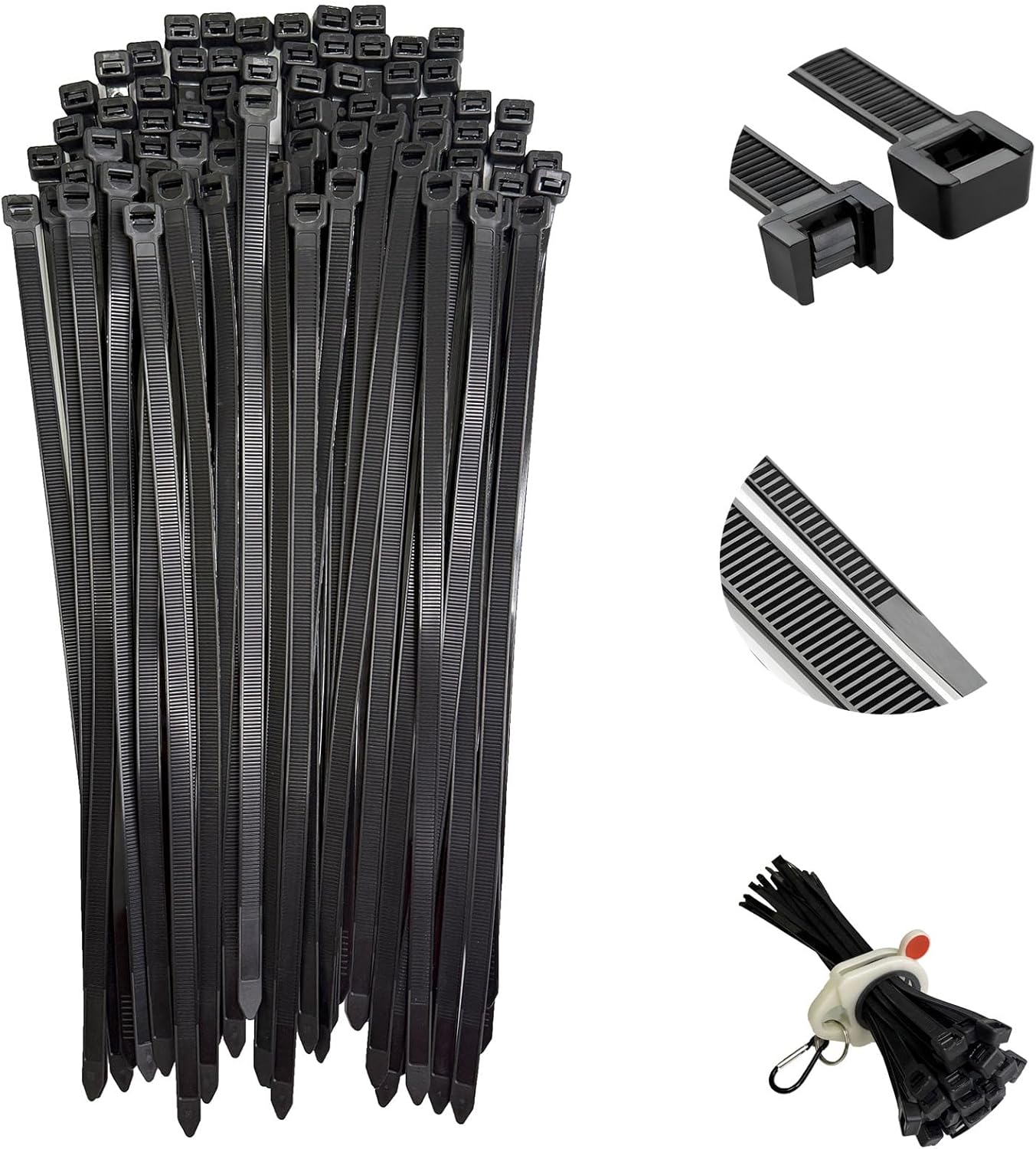 12 Inch Heavy Duty Zip Ties, 0.3 Inch Wide 120LBS Tensile Strength, Self-Locking Black Nylon Cable Ties for Outdoor Indoor Use, Home Office Garden Automotive Wire Cord Management,by VIKTONIK