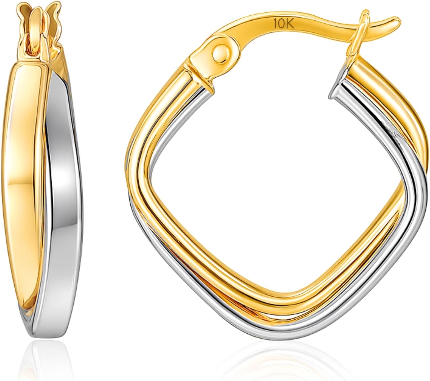 10k Two-Tone Gold Hoop in White & Yellow | Hypoallergenic & Real Gold Hoops by MAX + STONE
