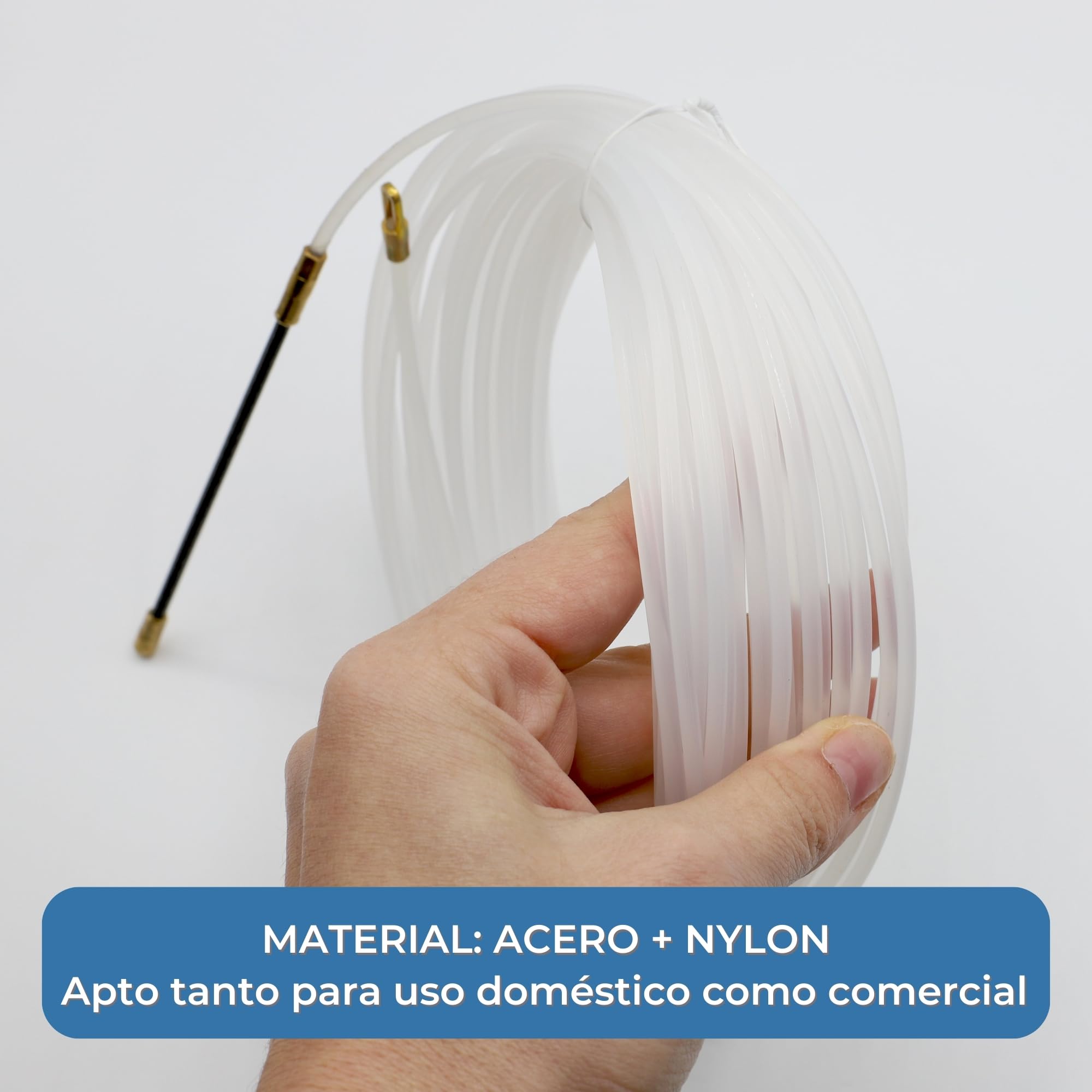 TECHZOCO Guía Pasacables de nylon, Pasacables de Nylon, Guía de Cableado Flexible, Tiracables de Nylon, Guía para Instalación Cables, Terminales Mixtos, Acero + Nylon, diámetro 3 mm x 5 metro largo