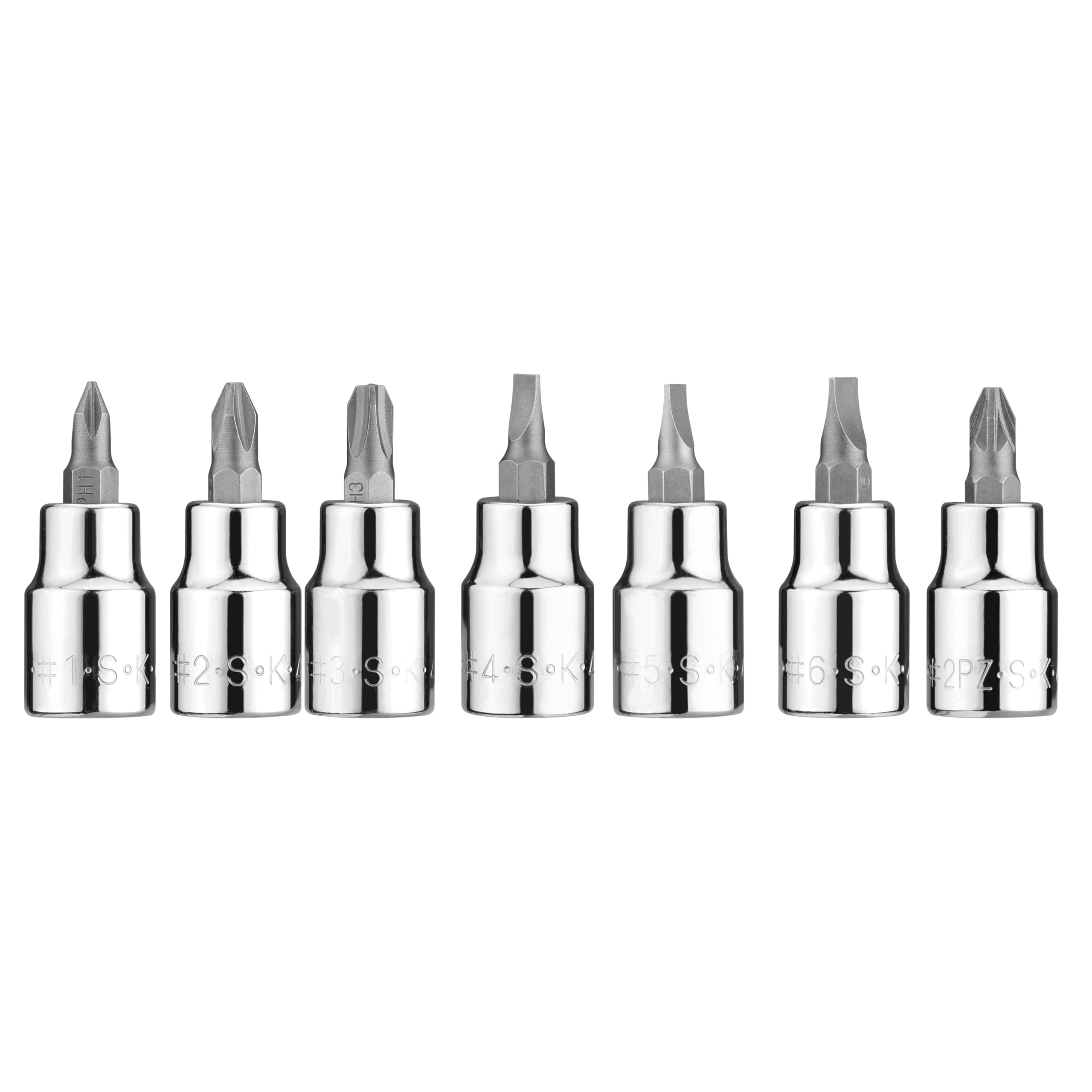 SK Tools USA 3/8" Drive Screwdriver Bit Socket Set, S2 Steel, 7-Piece | Slotted Phillips…