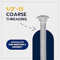 Vista 5 de Kit de pernos de carro galvanizado de 1/2 x 3 pulgadas (25 unidades), grado 307A, incluye arandelas planas USS de 1/2 pulgada (25 piezas) y tuercas