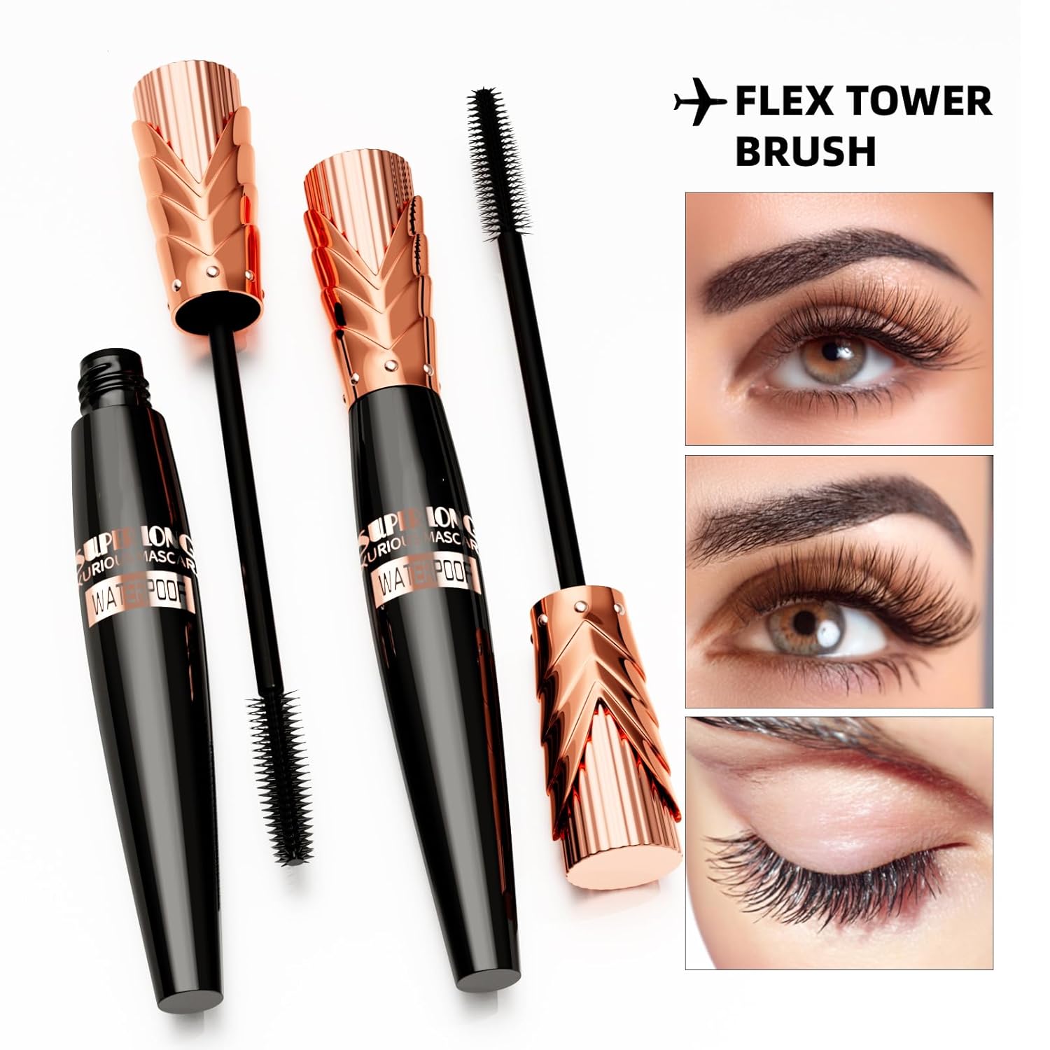 Waterproof Black Mascara for Volumizing & Lengthening Lashes, Smudge-Proof Washable Makeup - Image 9