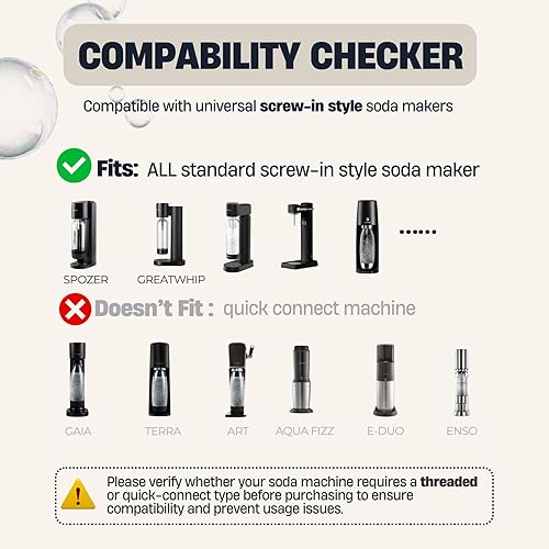 Miniatura 2 de GreatWhip Cilindro de CO2 de 60L para Sodastream, carbonatador de intercambio compatible con electrodomésticos SodaMaker, cilindro roscado, juego de