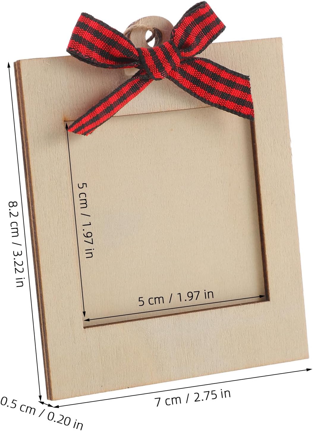 5pcs Wooden Picture Frame Ornament with Bowknot, 2 Inch Unfinished image 2