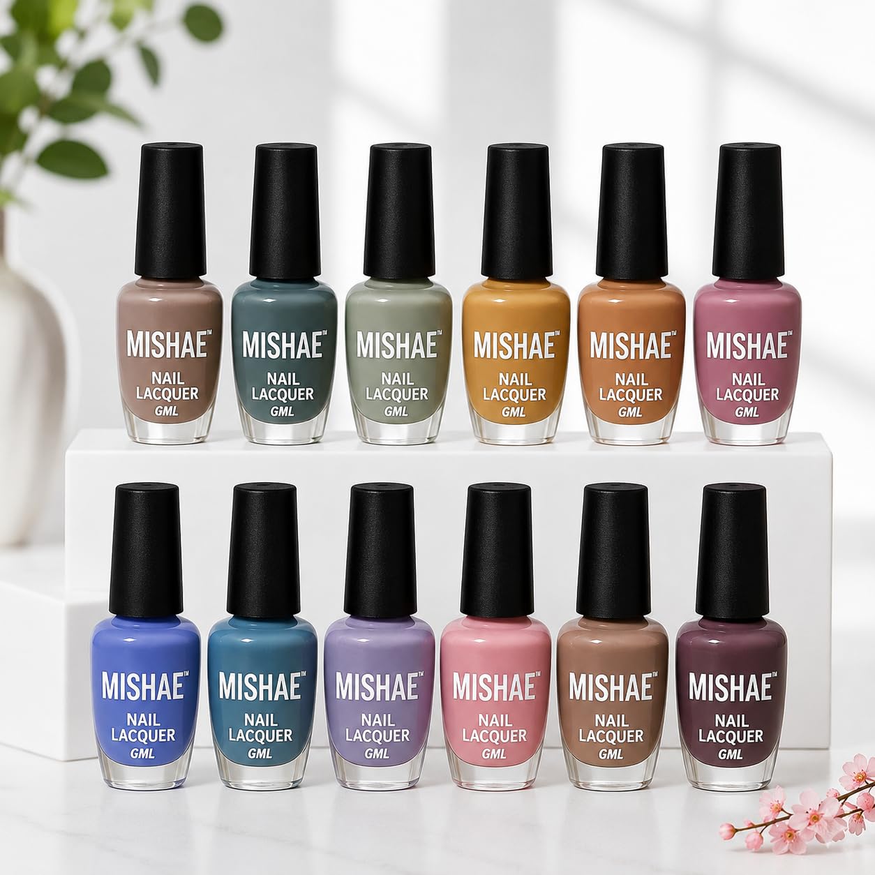 MISHAE NudeShade Nail Polish Set for Women & Girls – 12 Colors Combo Kit | 6ml Each, Total 72ml | Organic, Light Colours, UV Gel, Pop Nail Paints (Urban Pastel)-image-41