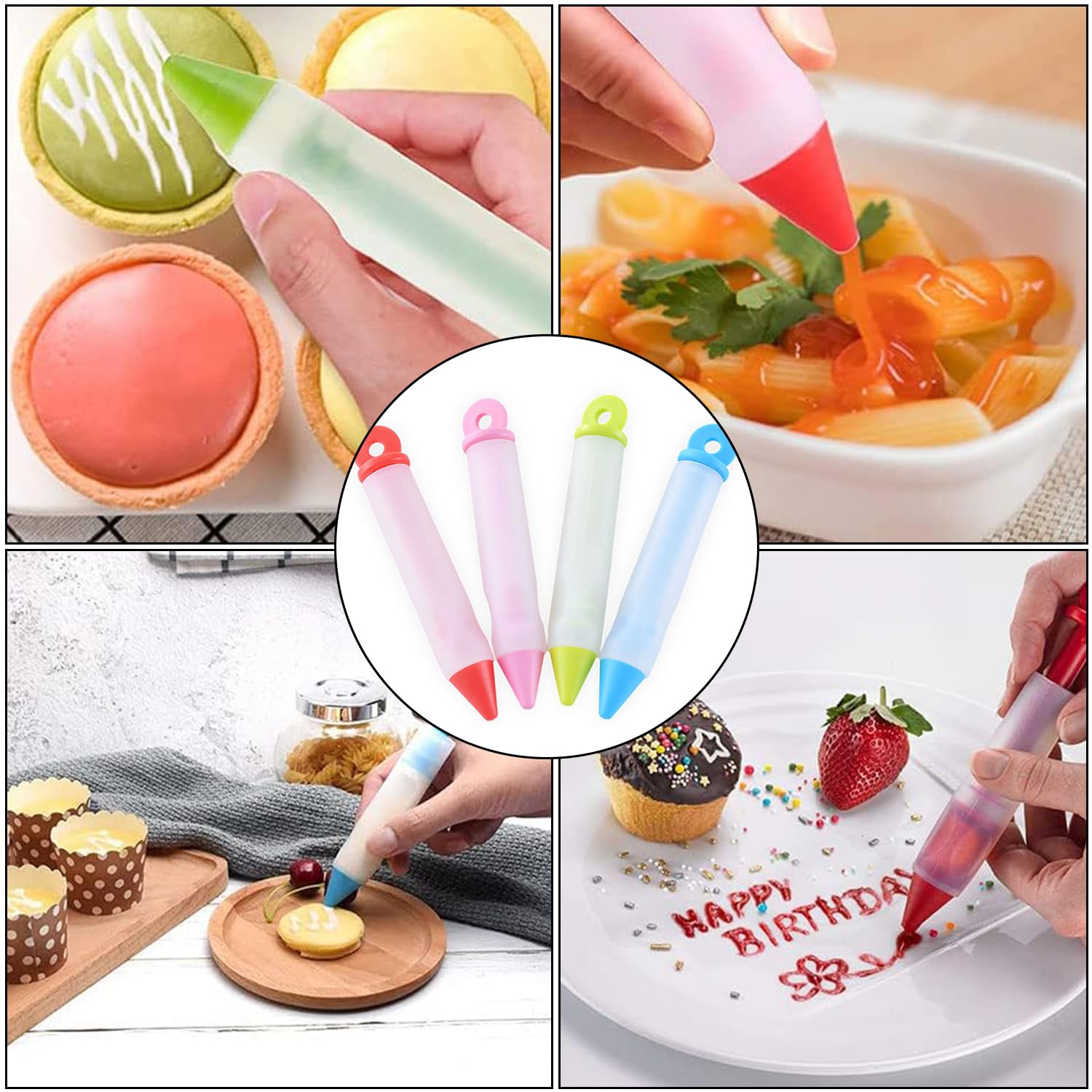 4 PCS Kuchenverzierstifte Silikon - Dessert & Schokoladen Verzierstifte In 4 Farben