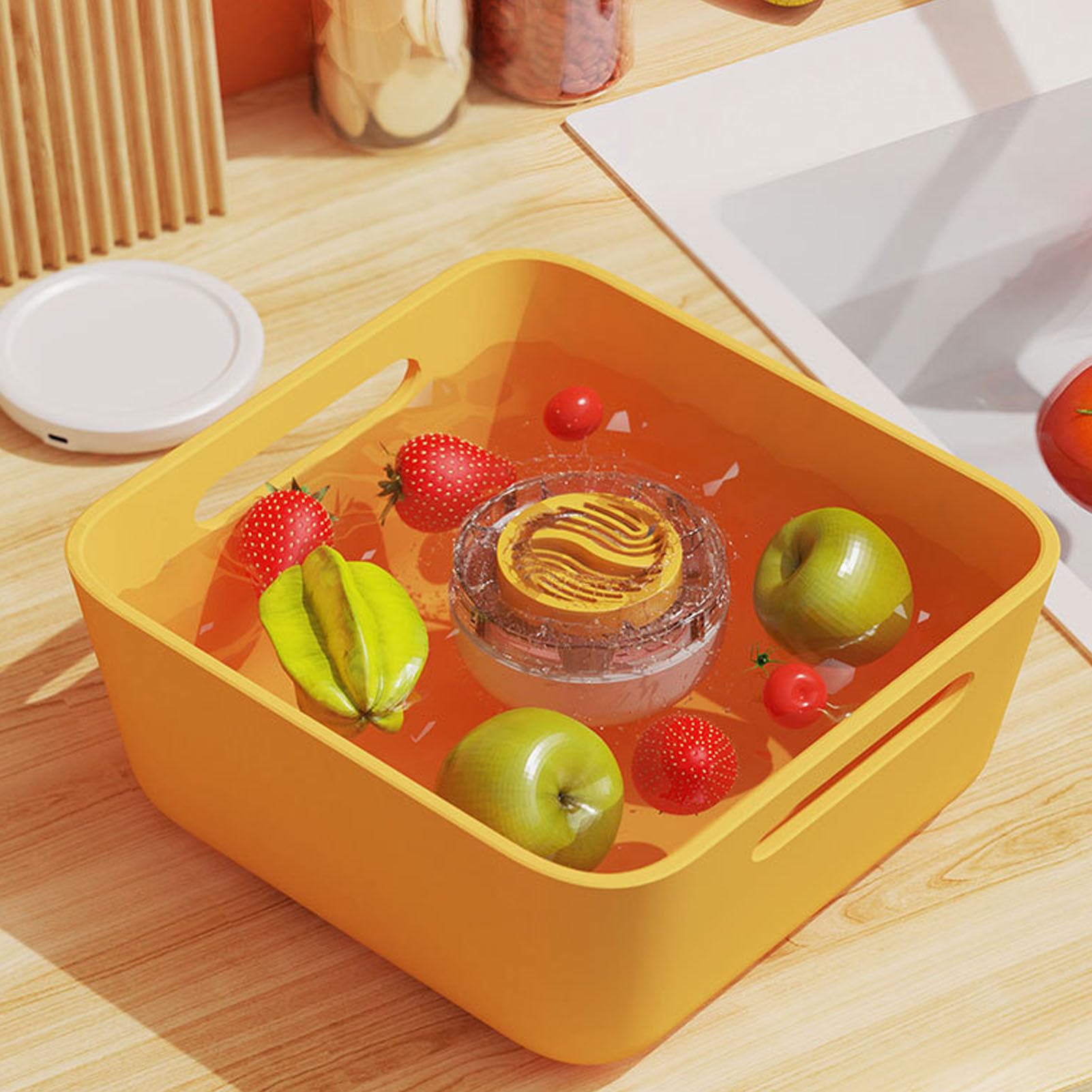 SUNGOOYUE Laveuse de Fruits et Légumes, Machine de Nettoyage sans Fil aux