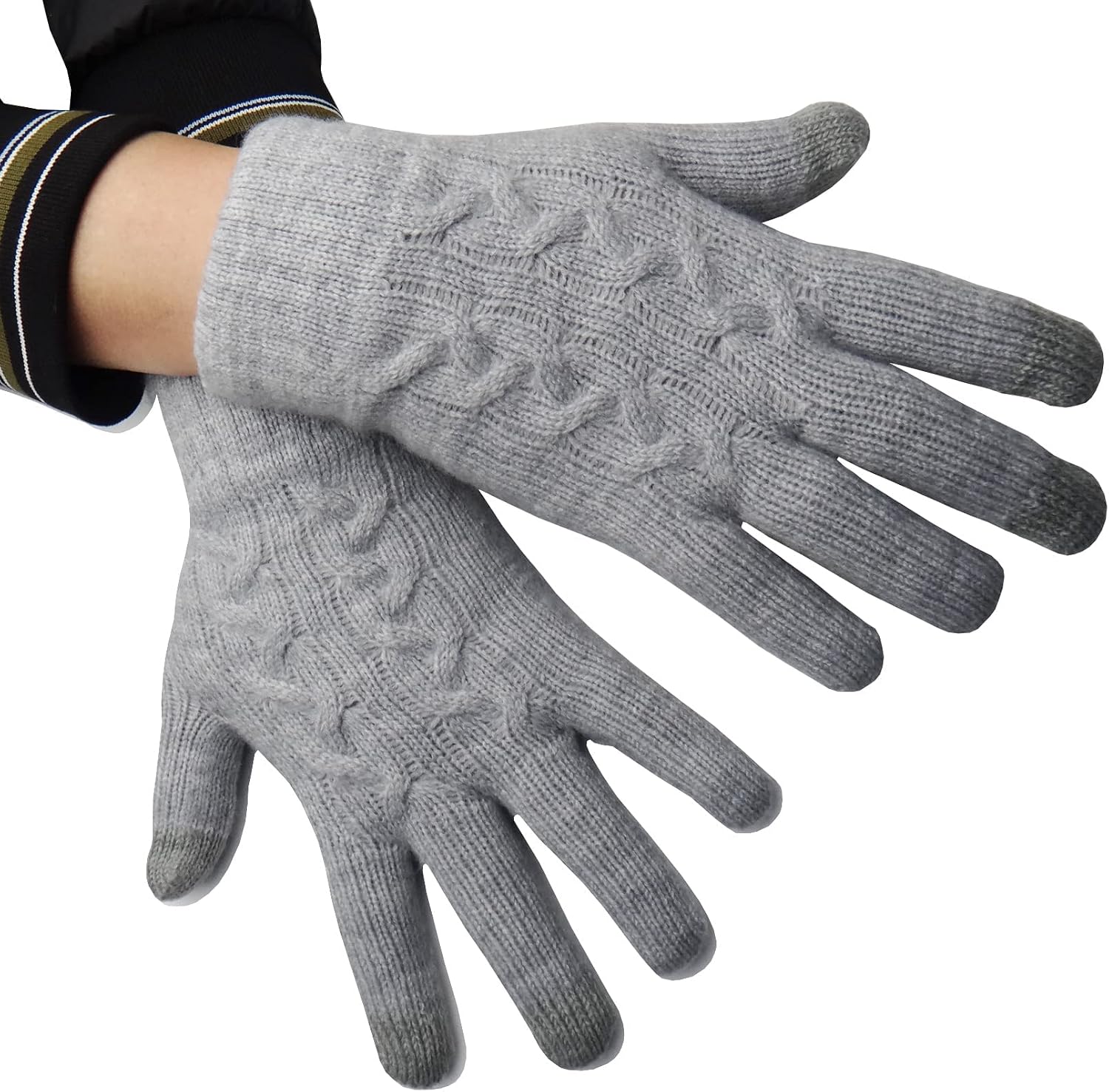 Winter Gloves Warm Gloves for Women Men Touchscreen, Womens Thick Wool Knit Glove Touch Screen Warm Lined W-G-G5I image 2