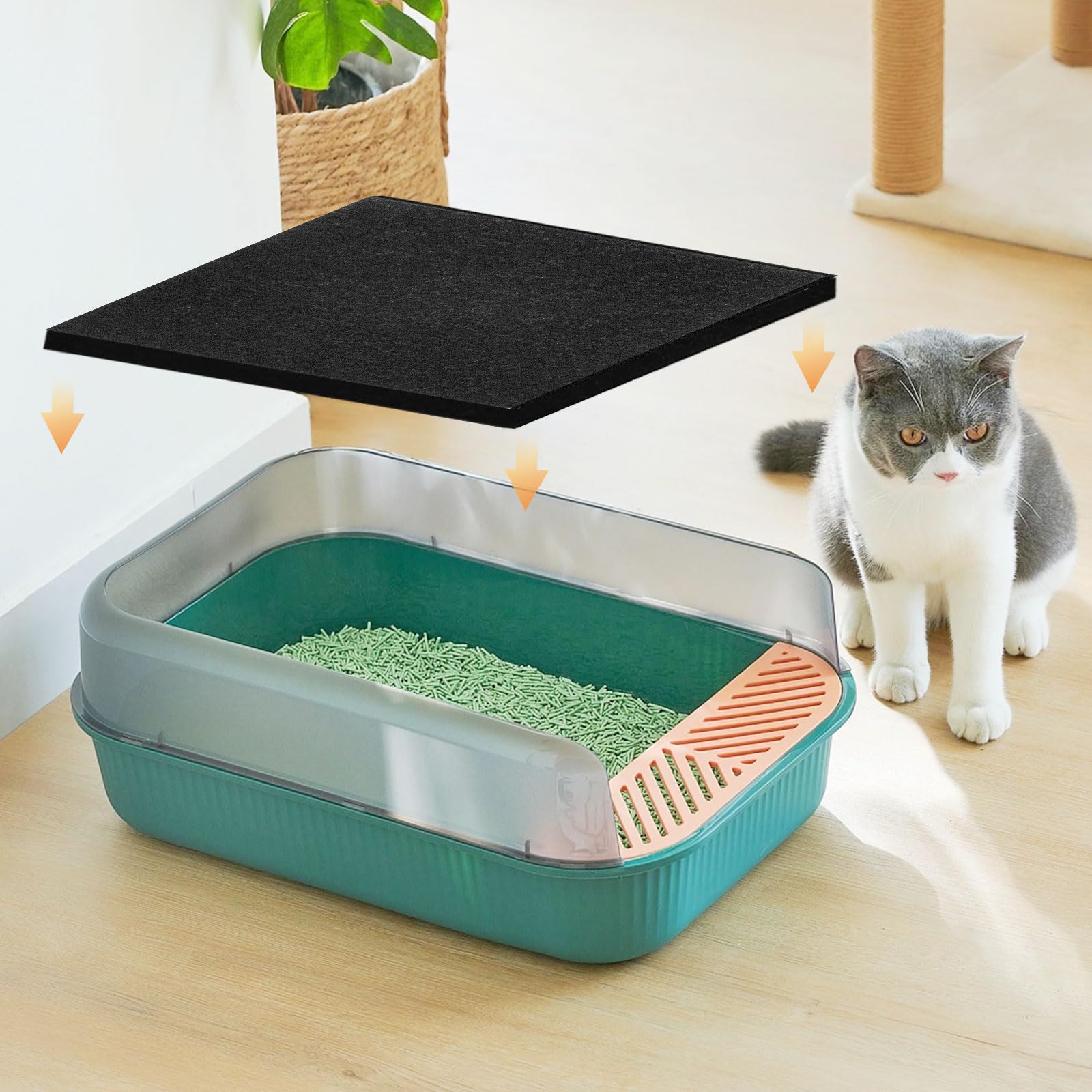 Dadabig 20 filtri di ricambio per lettiera per gatti, filtri al carbone per lettiera con cappuccio per gatti lettiera per WC lettiera filtri di ricambio per filtri odori 10,5 x 11,5 x 0,5 cm