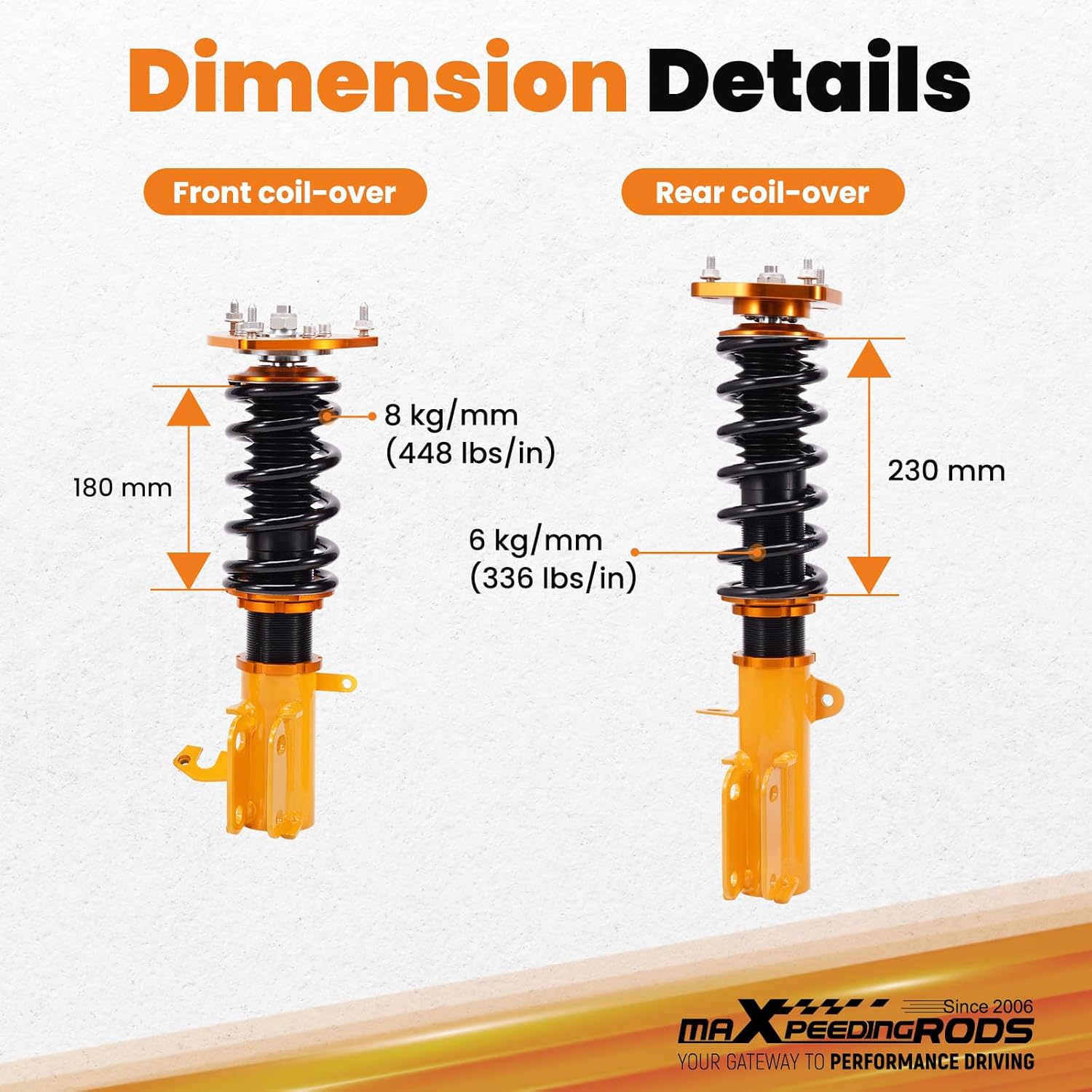 maXpeedingrods Coilovers for Toyota Corolla E90 1987-1992, E100 1991–1998, E110 1995-2002, AE92 1987-1991, AE101 1992-1998, AE111 1988-2002, Height Adjustable Coilovers Shock Absorber Lowering Kit