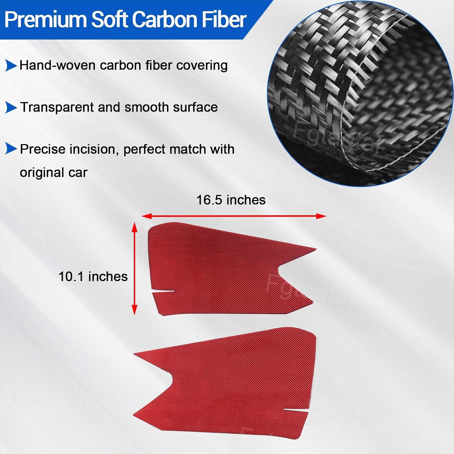 Soft Carbon Fiber Car Interior Door Panel Trim Cover Compatible with Chevrolet Corvette C8 2020-2026, Inner Door Panel Moulding Trim Cover Accessories 2Pcs (Red)