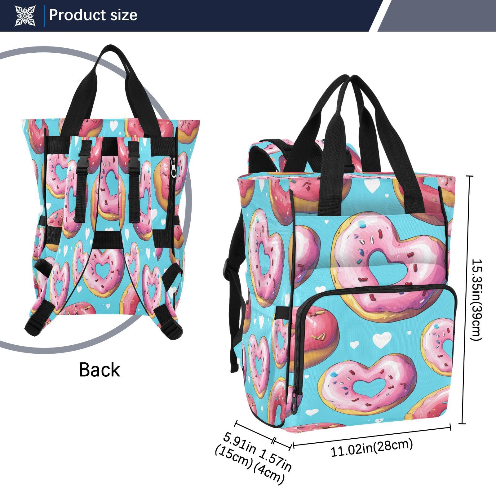 Corazones Rosados Postre JuguetóN Mochilas de Pañales para Gran Capacidad Pañal Bolso Mochila para Viajar al Aire Libre Mamá y Papá