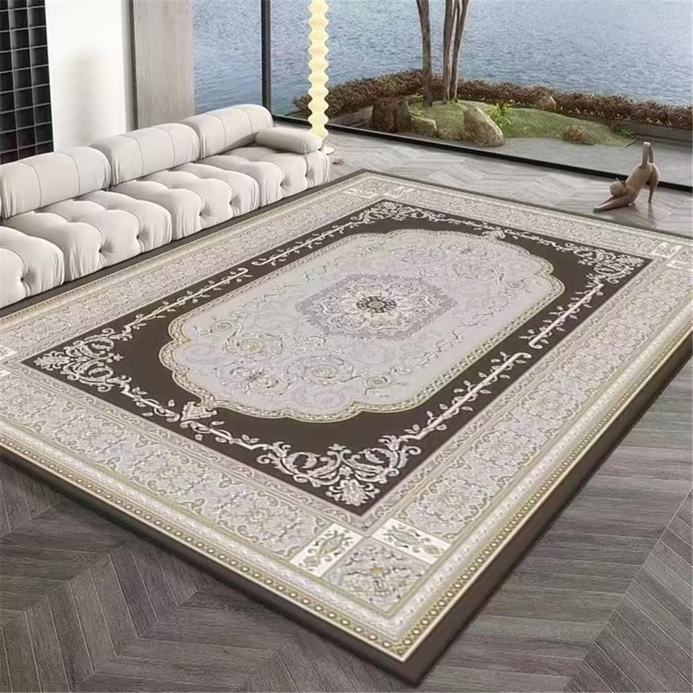 Tapis de salon gris géométrique lavable pour éliminer les taches