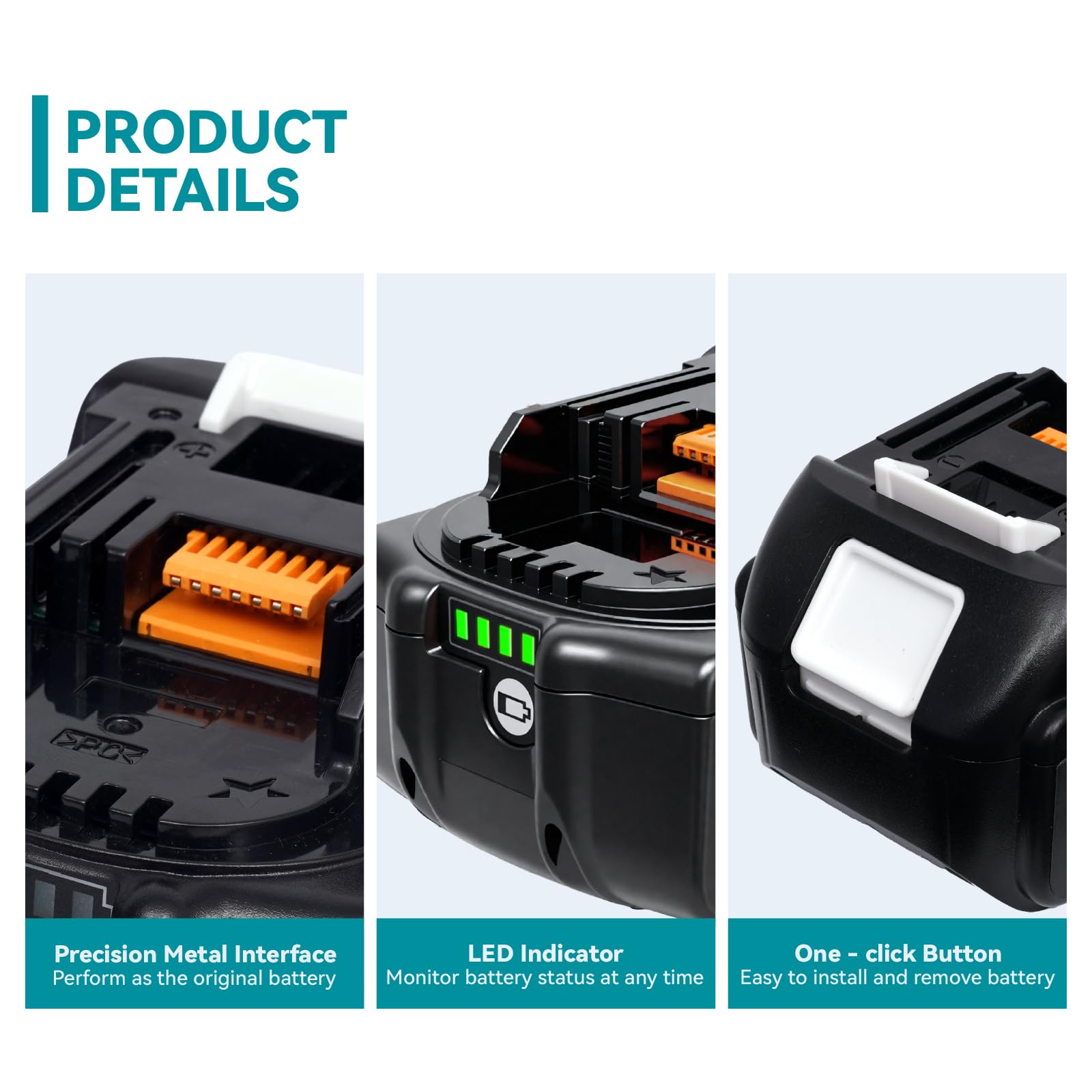 5.5Ah 18V Akku für Makita Werkzeuge Kompatibel mit BL1860 BL1850 BL1840 BL1830 BL1820 LXT400 Hochleistungs Ersatzakku mit Überladeschutz & LED (2er-Packung)
