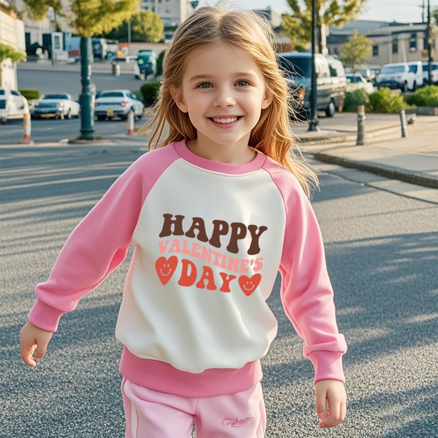 Toddler Valentines Sweatshirt Boys Girls Pizza Heart ABC I Love U Graphic Shirt Kids Long Sleeve Outfit Tops