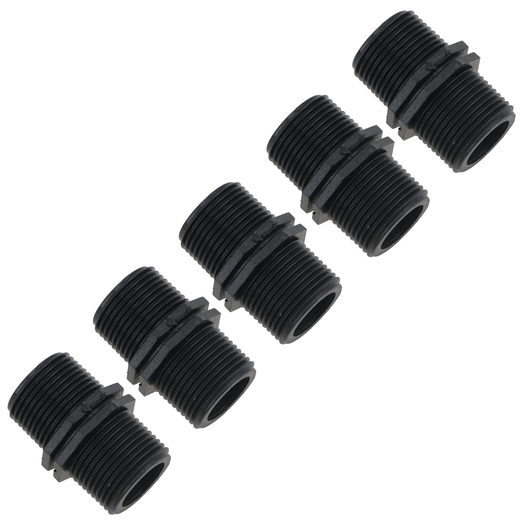 Ab Tools Men's Black Polypropylene Pp Nipple Thread Pipe Fitting Sockets 1/2In – 1/2In Bsp 5Pc
