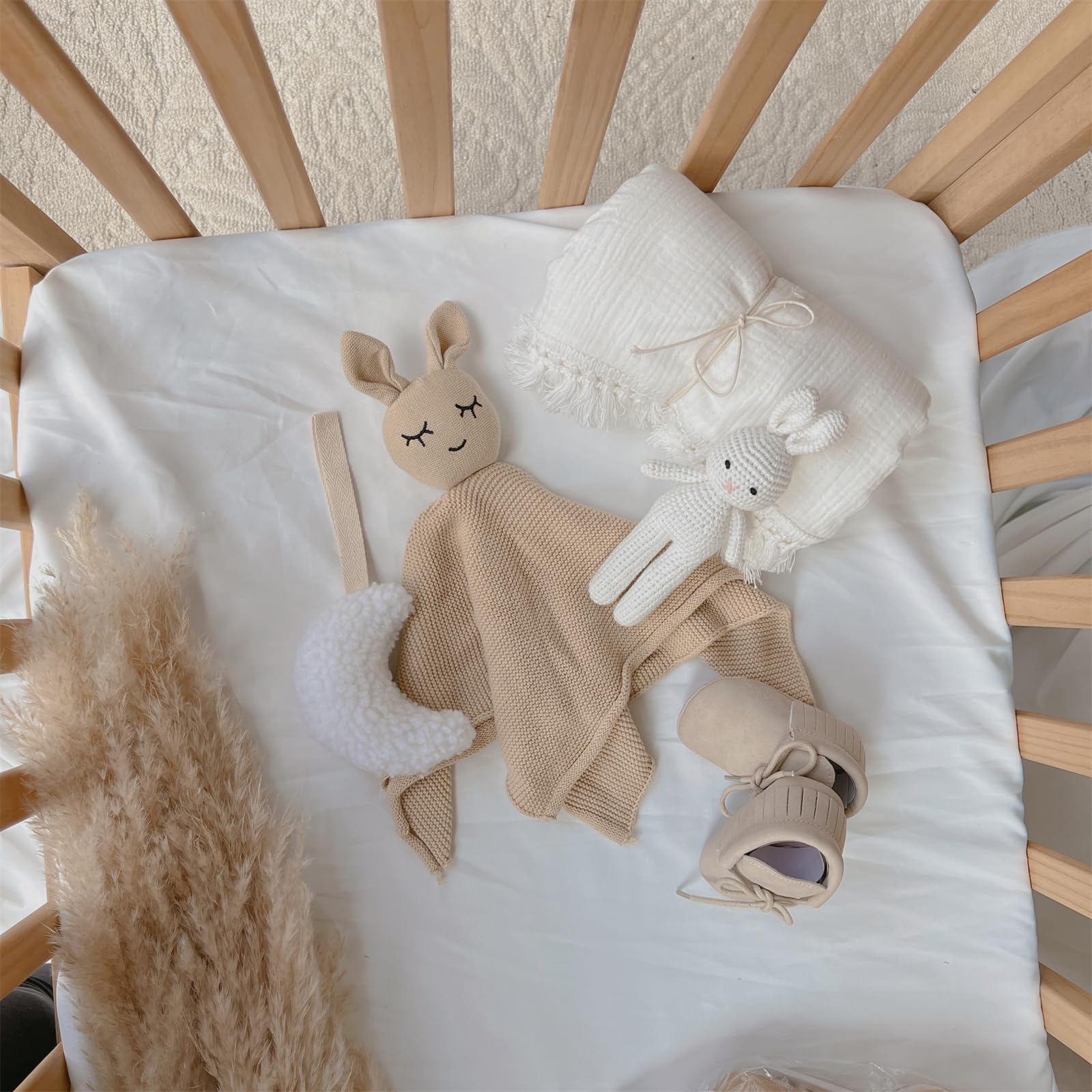 5-teiliges Baby-Set mit Baumwolldecke, beruhigendem Handtuch, Häkelspielzeug und Zubehör für Neugeborene