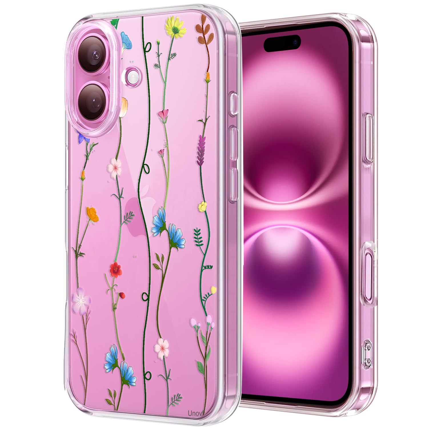 Unov Hülle Transparent Für IPhone 16 (6,1 Zoll) – Kompatibel Mit MagSafe, Stoßfest, Geprägtes Mandala-Design, Minzfarbe