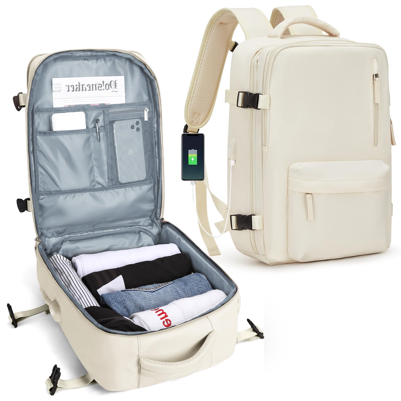 SZLX Zaino Ryanair 40x20x25 Bagaglio a Mano 45x36x20 Easyjet Zaino da Viaggio Donna Cabina Aereo Borsa da Viaggio Laptop Zaino da Lavoro Uomo Impermeabile Zaino per Università porta PC Travel Backpack