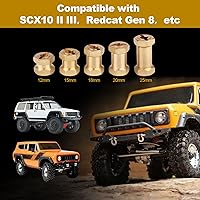 Vista 5 de HobbyPark Espaciadores de latón RC de 0.472 in, extensores de cubo hexagonal para ruedas RC Crawler Axial SCX10, adaptador de unidad hexagonal