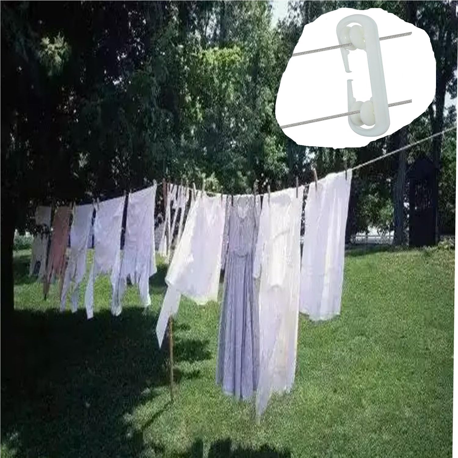 4PCS Plastic Clothes Line Separator Spreader Pulley,Beige Clothesline Pulley Kit for Long Clothesline and Heavy Duty image 5