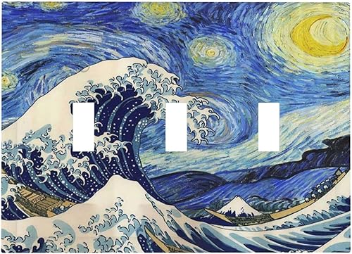 Miniatura 87 de Cubiertas de Interruptor de Luz de 1 Gang Medieval Abstracto Moderno Luna Estrellado Gran Ola Toggle Simple Placa de Pared Cubierta Decorativa de