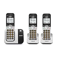 Vista 1 de VTech Teléfono inalámbrico de 3 auriculares con pantalla grande y botones grandes, DECT 6.0 con identificador de llamadas/llamada en espera, altavoz