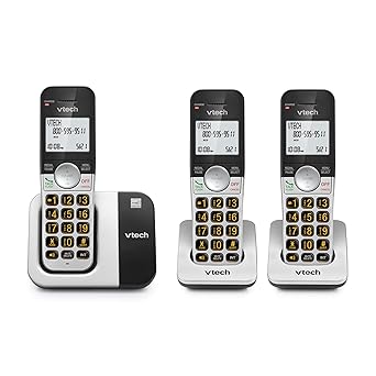 VTech DECT 6.0 Cordless Phone, 3-Handset Interference-Free Sound, Large Backlit Display, Big Buttons, Caller ID | VG231-3