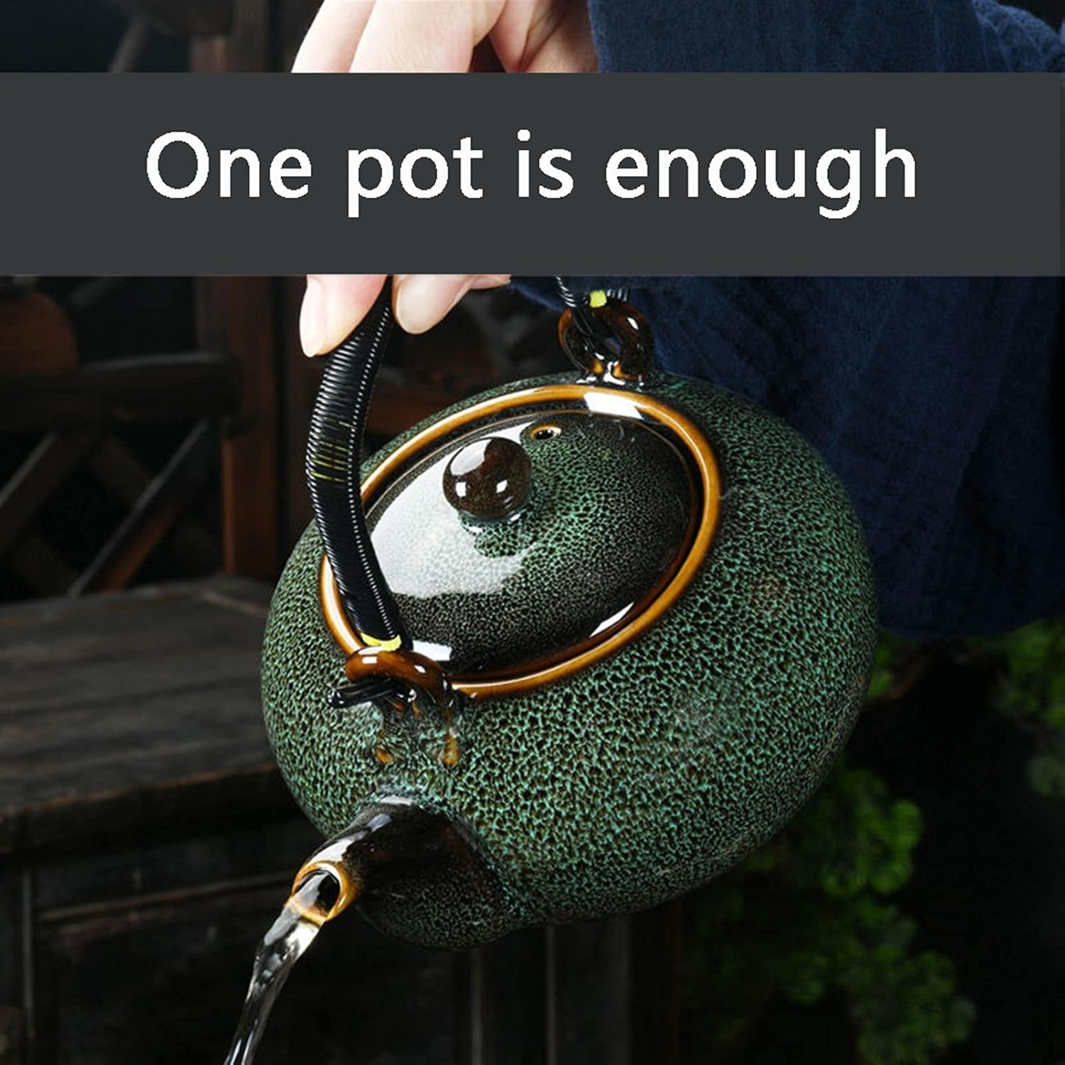 Glass Teapots Teapot Ceramic Tea Kettle Large Home Handle Tea Pot Room Accessories Teakettle Cold Kettle Vintage Celadon Tea Set 700 Tea Kettle Glass Teapots Teapots (Color : Green) (Yellow)