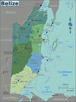 Gifts Delight Laminated 24x32 Poster Belize Regions map
