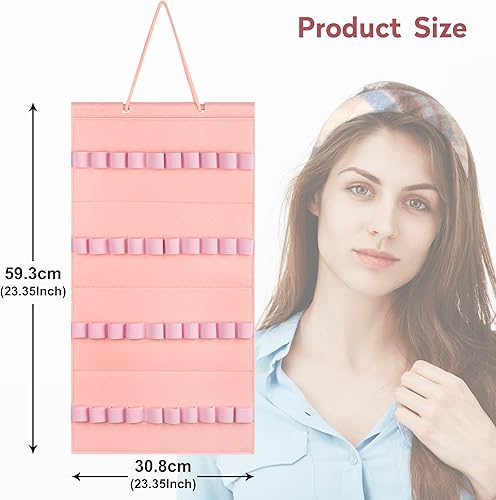 Miniatura 4 de Soporte para diadema colgante para niñas, organizador de diadema de fieltro con 40 ranuras (rosa)