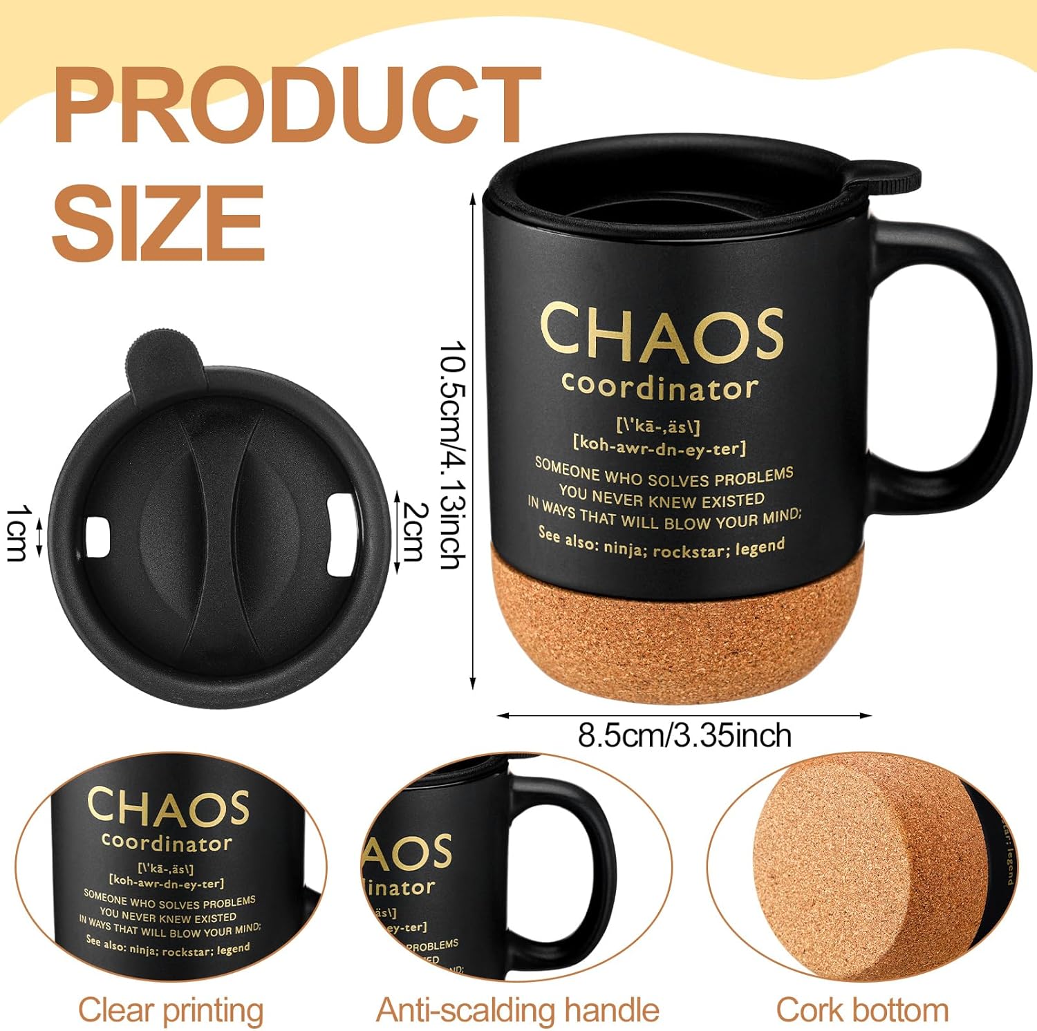 Remerry 1 Pcs Valentine's Chaos Coordinator Gifts Thank You Gift Employee Appreciation Coffee Mug Ceramic Coffee Mug Gift for Boss Manager Employee Coworker Friend Teacher Women Men (Black) - Image 3
