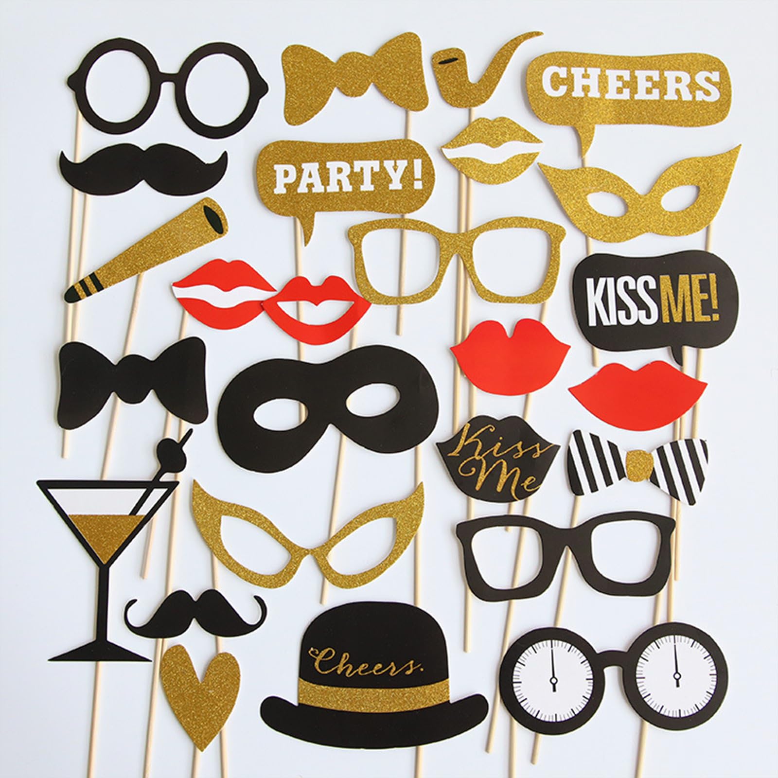 Party Deko Fotobox Accessoires,Foto Requisiten Party Zubehör für Hochzeit,Halloween,Weihnachten,Tischdeko Geburtstag,Karneval, Silvester Deko (46 Stück)