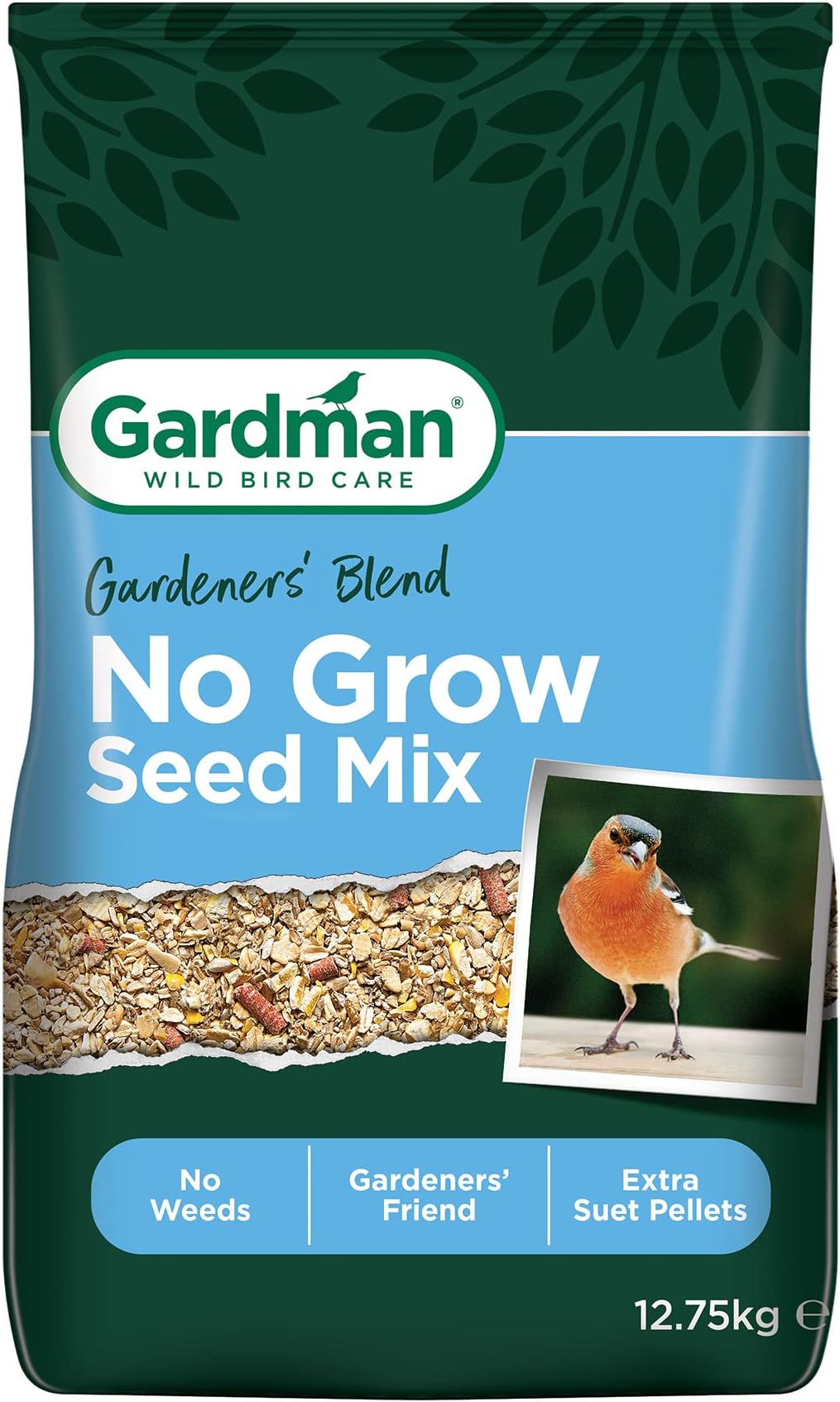 Peckish 60051273 No Grow Seed Mix for Wild Birds, 12.75 kg, Green