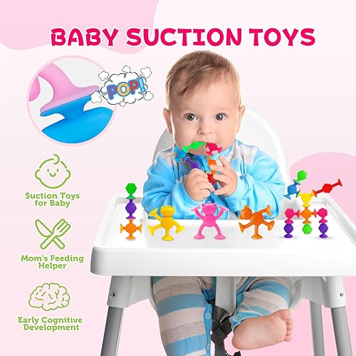 Miniatura 5 de Juguetes de baño con ventosas para niños pequeños de 3 años, 40 piezas de ventosas del alfabeto de animales, aprendizaje educativo de deletreo ABC