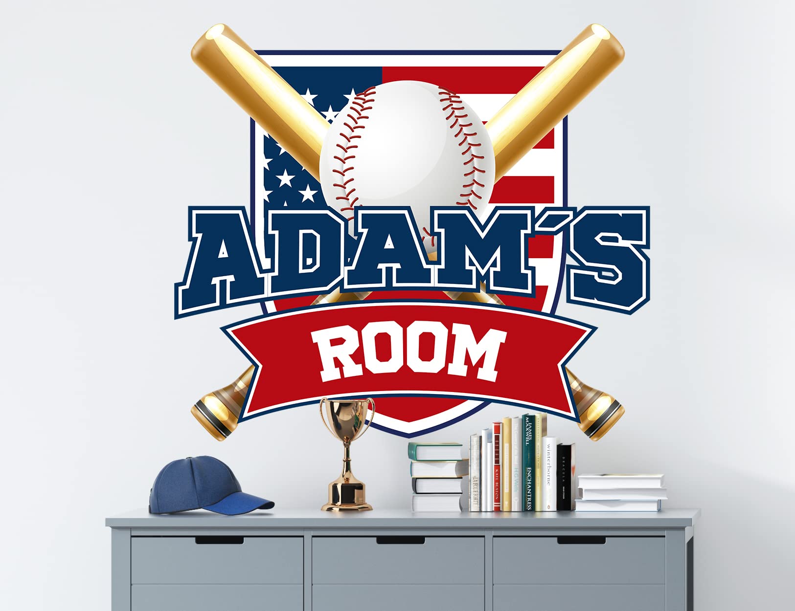 Adesivo da parete Baseball Nome personalizzato del giocatore per la