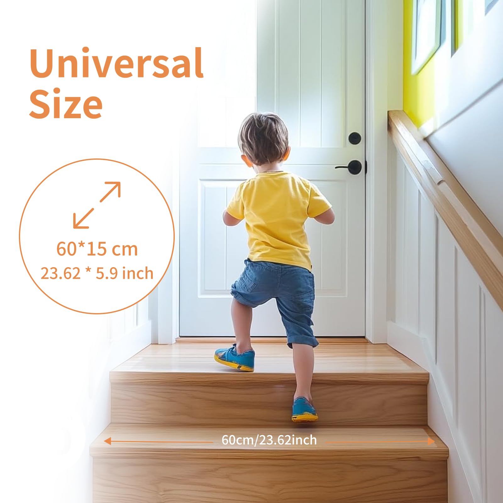 Janety 15 Piezas Tapis Cinta Antideslizante Escaleras, 15 * 60cm Alfombrillas para Escalera Transparentes en el Interior, Tapis de Protection antidérapant