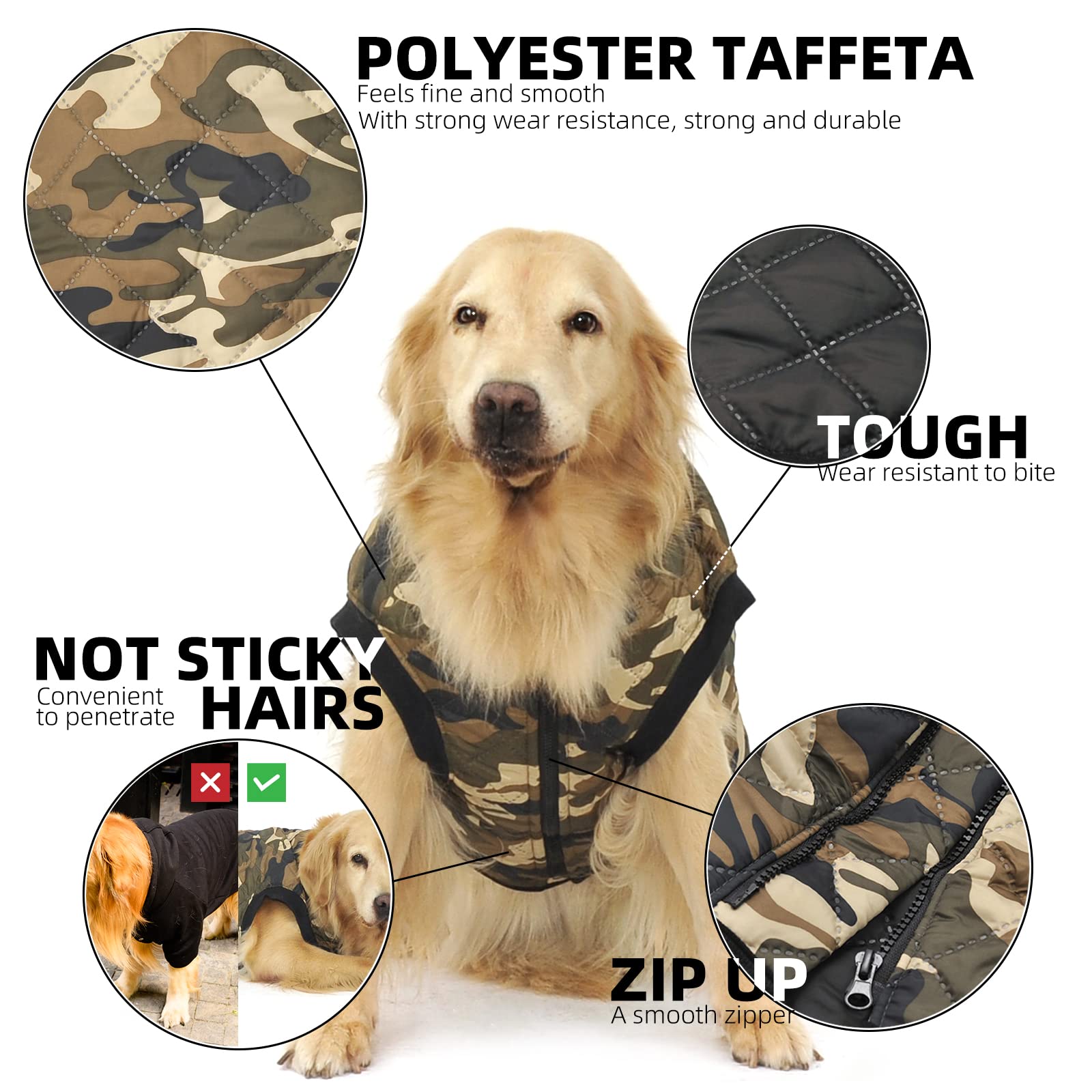 6XL InnoPet Dog Coat for Large Dogs, Camo Style Hoodies Jacket, Deluxe Polyester Material with Two Layers, Perfect for Cold Season Outdoor Wear, Best for Hiking and Camping
