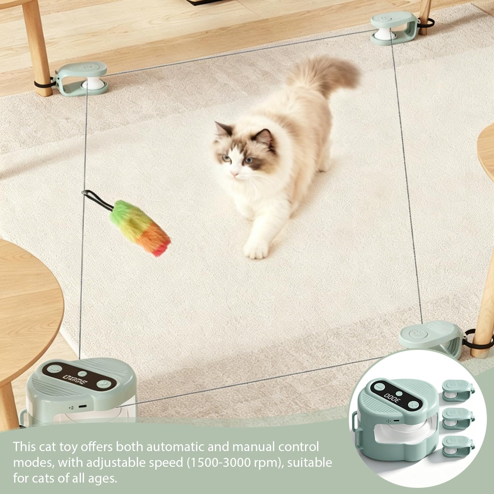 Giocattolo per gatti indoor, tapis roulant per gatti, giocattolo elettrico con telecomando, nuovo tapis roulant, velocità regolabile, giocattolo simulato per caccia di gatti
