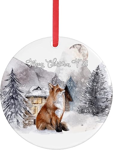 Adorno de Navidad con diseño de zorro para árbol de nieve de invierno, decoración de Navidad para el hogar para nuestra primera Navidad, recuerdo de