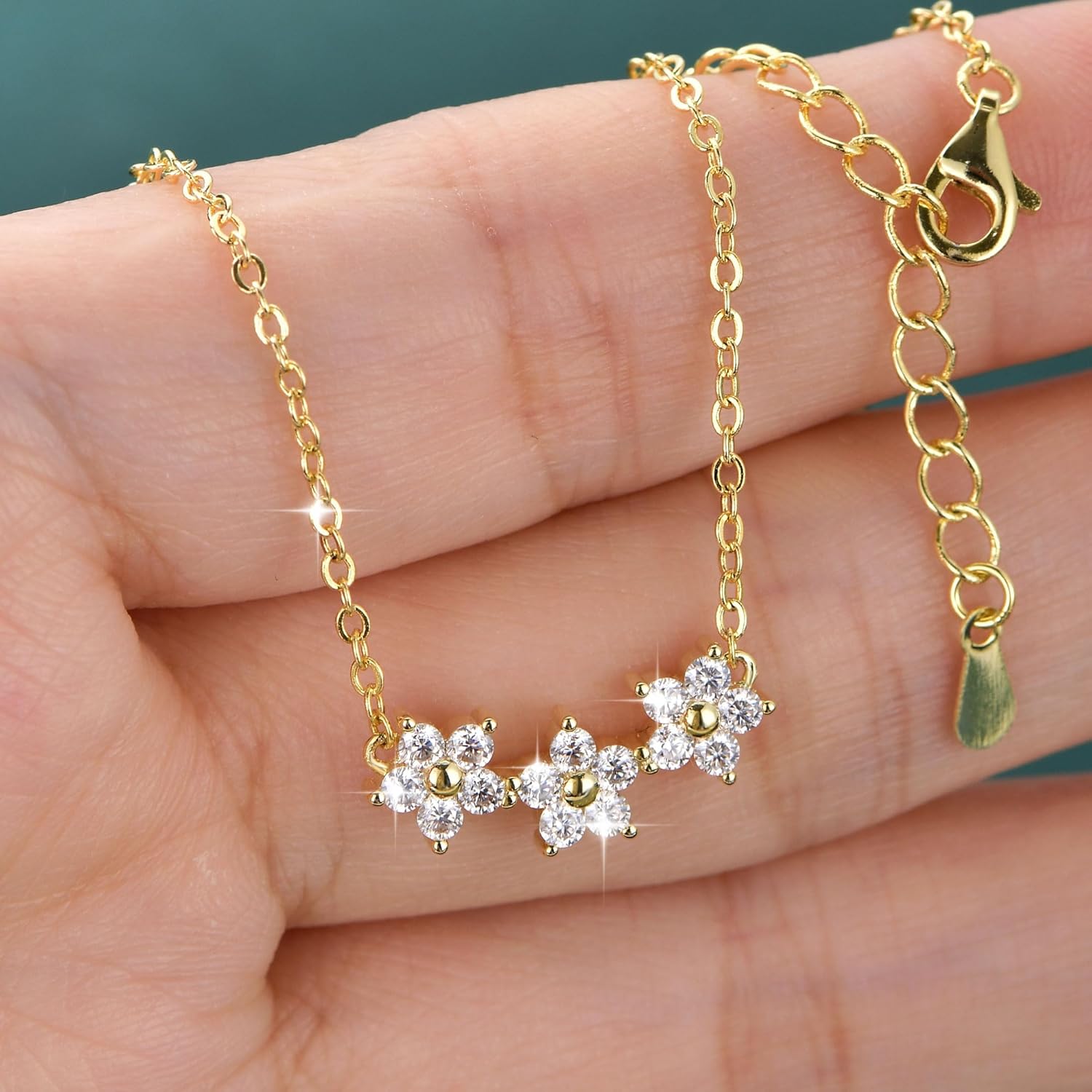 3-Star Moissanite Pendant Necklace, 0.45cttw D Color VVS1 Lab Created Imitation Diamond 14K Gold Plated Star Pendant for Women Wife Birthday Jewelry Gifts - Image 5