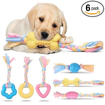 6-Piece of Puppy Teething Chew Toys and Interactive Dog Toys. The Dog Toys for Small Dogs, Medium Dogs and Puppies. The Tough and Durable Dog Toys Bring Happiness to Furry Friends Every Day-Dubidu