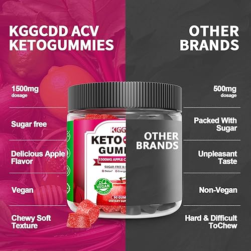 Miniatura 5 de 90 gomitas Keto ACV  Salud digestiva y impulso de energía  Vinagre de sidra de manzana con madre 1500 mg  Veganas, sin OMG, sin gluten  para mujeres