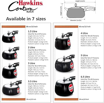 طباخ الضغط الأسود HAWKINS Hawkins Contura ، 5 لتر ، أسود (أكسيد صلب - CB50) ، متوسط
