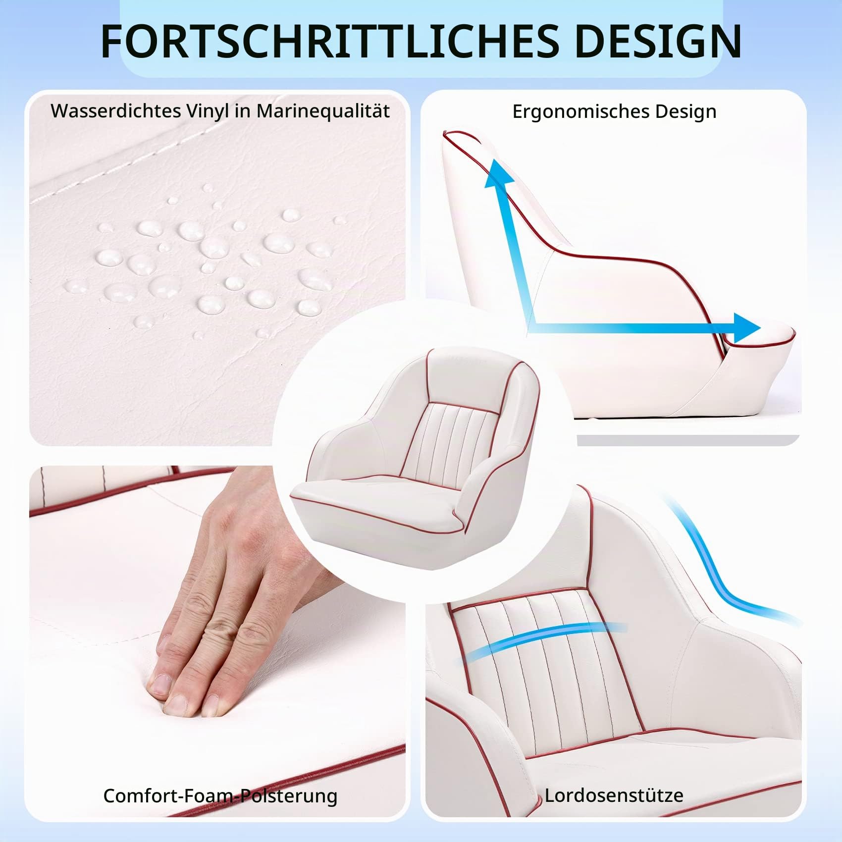 Pontonboot-Sitz Bootskapitänssitz, ergonomischer Kapitänssitz,