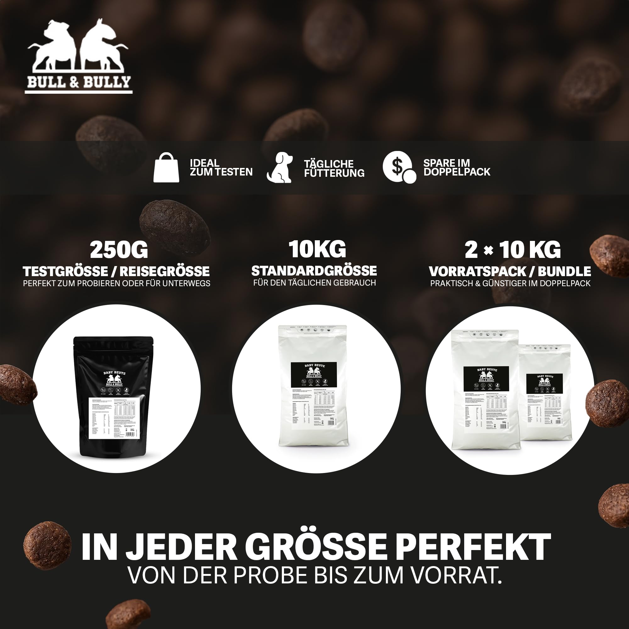 Hundefutter Baby Beute Hundefutter Trocken – Trockenfutter für Hunde 10Kg | Tierärztlich entwickeltes Hundetrockenfutter Premium Dog Food mit Beef Protein – Energiereiches Hundefutter von BULL & BULLY