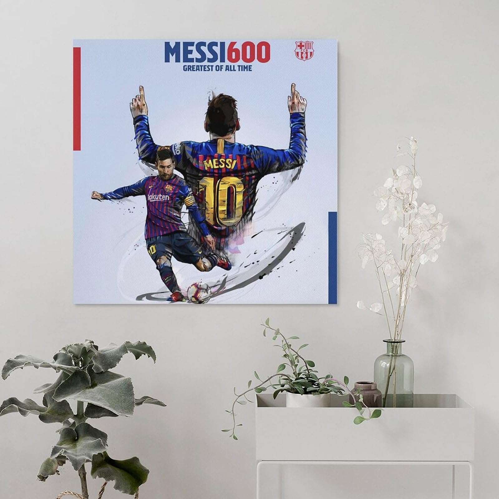 Amazon.co.jp: FCバルセロナのリオネル・メッシ選手が通算600 絵画 
